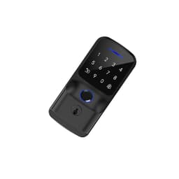 Single Latch Fingerprint Smart Door Lock compatible with Tuya Bluetooth — Fingerprint, Password, Card, App and Key Access, Black Aluminum Alloy