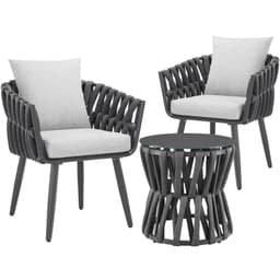 tectake Set Lugano i rebdesign, aluminiumsstel, skruefødder 65.5 x 62.5 x 75 cm Antracit/Grå