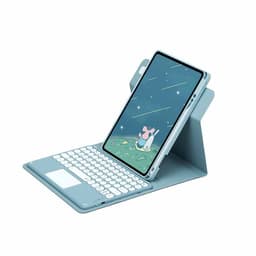 Mist Blue Bluetooth-tangentbord med magnetiskt fodral och runda tangen