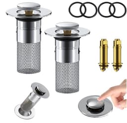 2-paks avløpssil med plugg / vaskeplugg for vask