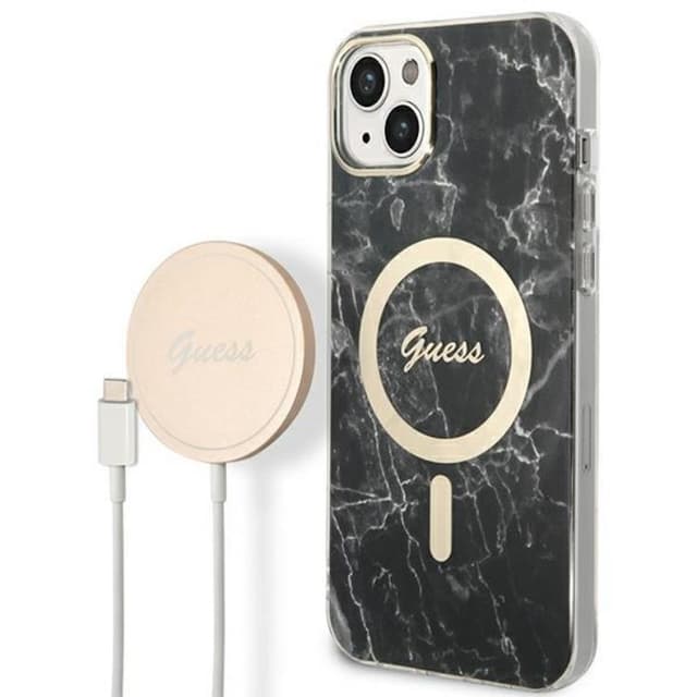 GUESS iPhone 14 Magsafe Skal Marble + Trådlös Laddare