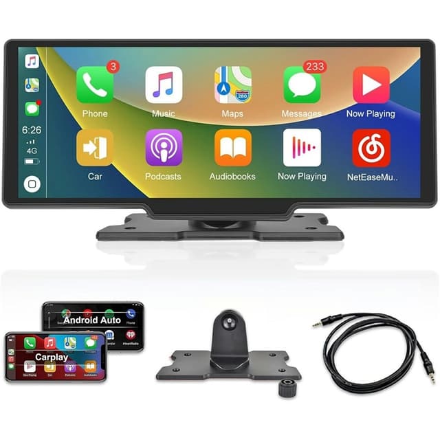 Trådløs CarPlay-skærm 10,3"" HD-berøringsskærm Bilradio CarPlay/Android Auto FM-sender