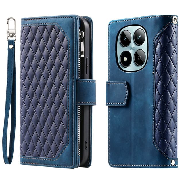 För Xiaomi Redmi Note 15 Pro Zipper Wallet Case Rhombus Stitching Line Telefonfodral