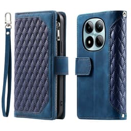 För Xiaomi Redmi Note 15 Pro 5G Zipper Wallet Case Rhombus Stitching Line Telefonfodral