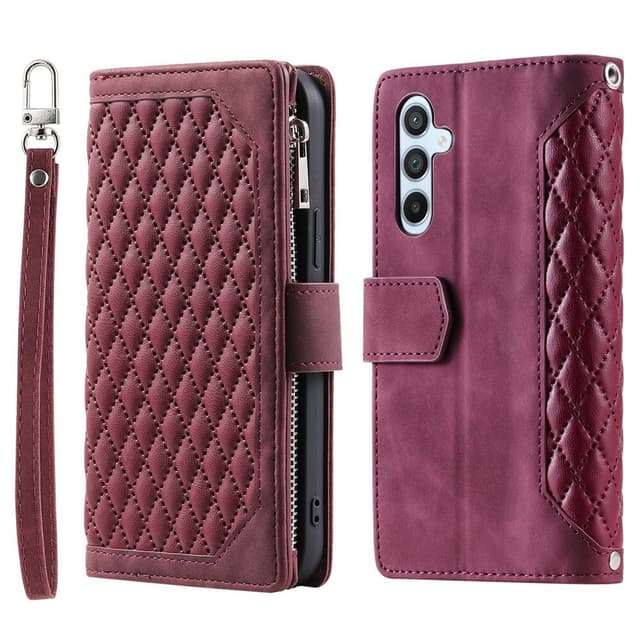 För Samsung Galaxy A17 5G / A26 5G Zipper Wallet Case Rhombus Telefonfodral