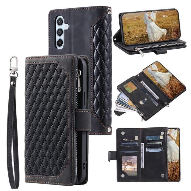 För Samsung Galaxy A17 / A26 Zipper Wallet Case Rhombus Telefonfodral