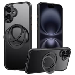 iPhone 17 kuori MagSafe yhteensopiva tuella TPU PC takakuori - Musta