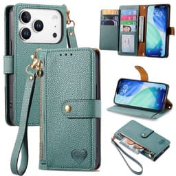 For iPhone 17 Pro Max Cover RFID-blokering Lynlåslomme Tegnebogsetui med Rem