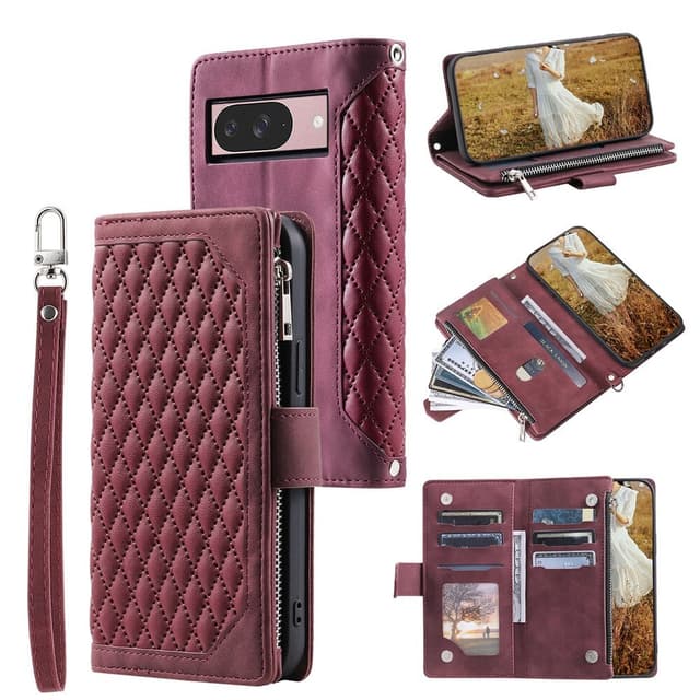 Til Google Pixel 10 Pro / 10 / 9 Pro / 9 Zipper Wallet Case Rhombus Telefoncover