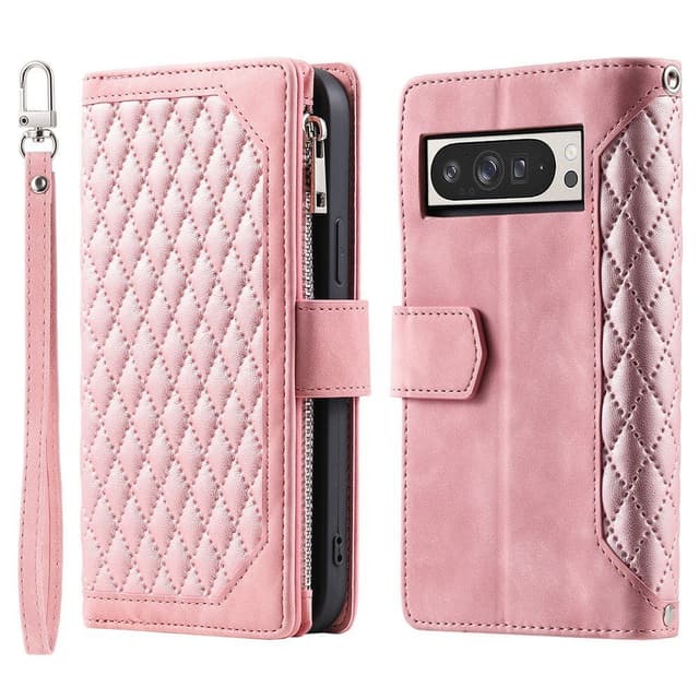 För Google Pixel 10 Pro XL Zipper Wallet Case Rhombus Telefonfodral