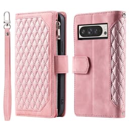 Google Pixel 10 Pro XL Zipper Wallet Case Rhombus Stitching Line Puhelinsuojus