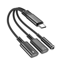 Aux Adapter 60W USB-C till 3,5 mm + USB-C hörlurar + USB-C PD Laddning