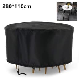 280x110 cm UV-beskyttende 210D Oxford-stoff rundt støvtrekk til møbelbord med snor