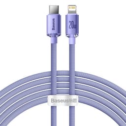Baseus Crystal USB-C till Lightning kabel 20W 2m - Lila