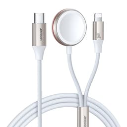 Joyroom 2in1 Lightning Kabel Och Inductive Laddare 1.5m - Vit