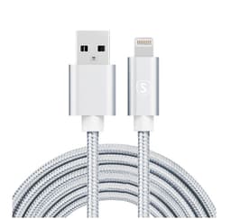 SiGN USB-A till Lightning kabel 2.1A 2m Nylon - Silver