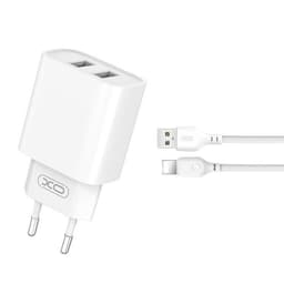 XO Väggladdare 2x USB med Lightning Kabel CE02C 2.1A - Vit