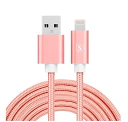SiGN USB-A till Lightning kabel 2.1A 3m Nylon - Rosa