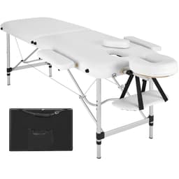 tectake Massagebriks i aluminium med 2 zoner, polstring + taske 205 x 60 x 89 cm Hvid