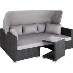 tectake Polyrattan loungesæt San Marino 199 x 68 x 131 cm Sort