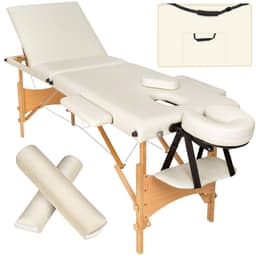 tectake Set 3-Zons Massagebänk Daniel med träram, inklusive massagerullar 210 x 95 x 84 cm Beige