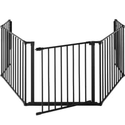 tectake Kaminskydd med säkerhetsgrind, 5-delad justerbar konstruktion 289.3 x 3 x 71.5 cm Svart
