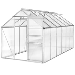 tectake Drivhus af aluminium, UV-bestandig, 185x375x195 cm 375 x 185 x 195 cm Gennemsigtig