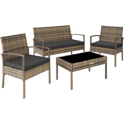 tectake Polyrattan havemøbelsæt Sparta med bænk 49.5 x 44 x 77 cm Natur