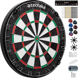 tectake Darttavla Bully med 9 pilar, 21 flights och tillbehör 45 x 45 x 4.5 cm Svart/Vit