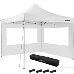 tectake Easy up pavillon Olivia 3x3 m med 2 sidestykker 300 x 300 x 280 cm Hvid