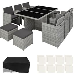 tectake Polyrattan havemøbelsæt New York 54 x 58 x 82 cm Lysegrå