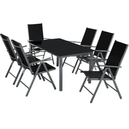 tectake Aluminium havemøbler, bord og 6 stole 150 x 90 x 73 cm Anthrazit