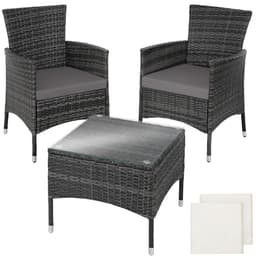 tectake Polyrattan havemøbelsæt Bern 84 x 60 x 61 cm Grå