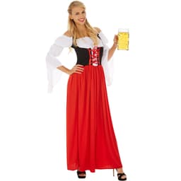 tectake Damkostym dirndl Resi modell 2 L, svart/röd
