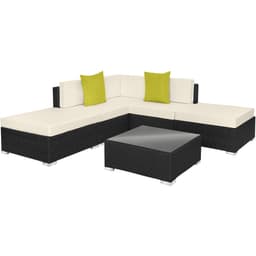 tectake Loungeset Paris i konstrotting  75 x 75 x 60 cm Svart