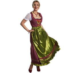 tectake Maskeraddräkt maxi-dirndl oktoberfestklänning Ruhpolding modell 2 dam M, röd/grön