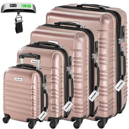 tectake Resväskeset Mila - 4 resväskor, bagage med bagagevåg och namntaggar 32 x 50 x 76 cm Roséguld