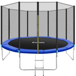 tectake Studsmatta Garfunky med skyddsnät , upp till 80 kg 396 x 396 x 260 cm Svart/Blå