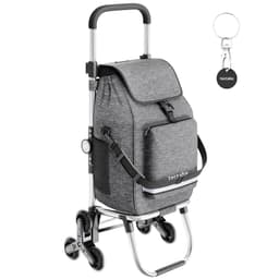 tectake Indkøbsvogn Shopper 3-i-1, sammenklappelig med køletaske 38 x 42 x 95 cm Grå