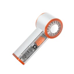 Gjennomsiktig håndholdt kjølevifte med 100-trinns digitalt display og LED-lys Hvit