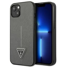 GUESS iPhone 14 Plus Etui Saffiano Trekantlogo - Sølv
