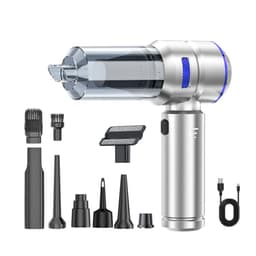Bilstøvsuger håndholdt med børsteløs 100W motor, 6000mAh, Type-C hurtiglading, 3-trinns, sølv-blå, vakuum og blåser