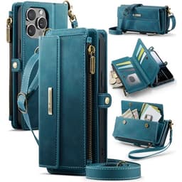 Caseme iPhone 15 Pro Konstläder Plånboksfodral RFID-Skydd Zipper - Grön