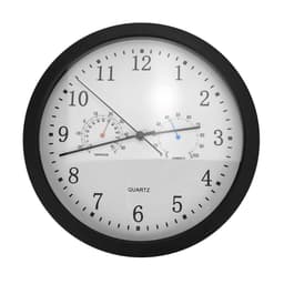 Stillegående veggklokke med termometer og hygrometer Sort