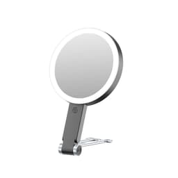 LED-valolla varustettu meikkipeili karhujalustalla - 30x suurennus, kannettava ja ladattava Musta