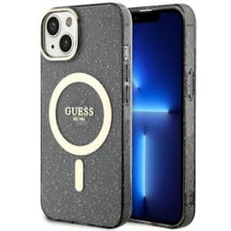 Guess Mobilskal till iPhone 14 MagSafe Glitter Guld - Svart