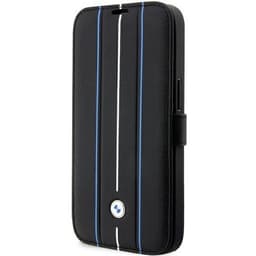 BMW iPhone 14 Pro Plånboksfodral Läder Stramp Lines - Blå