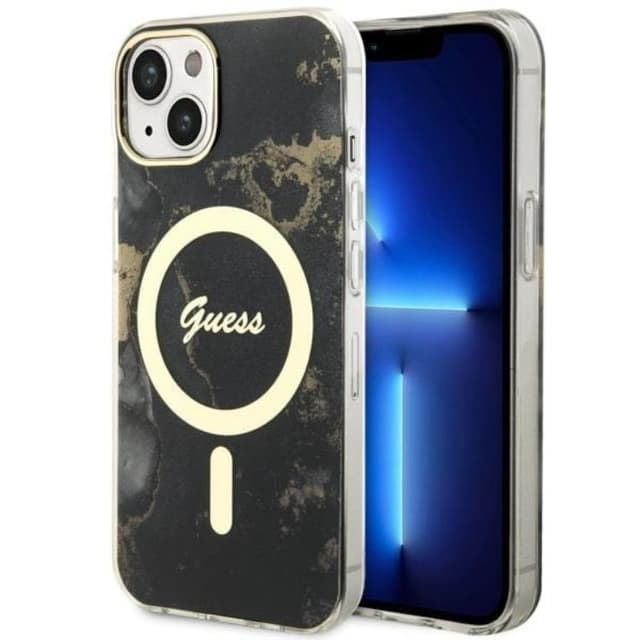 Guess Mobilskal till iPhone 14 Plus MagSafe Guld Marble - Svart