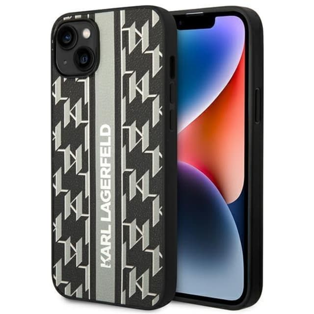 Karl Lagerfeld iPhone 14 Plus Etui Monogram Stripe - Grå