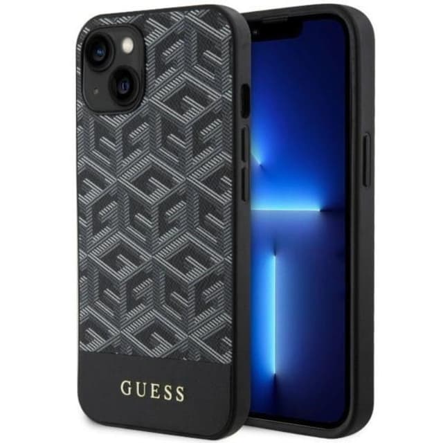 Guess Mobilskal till iPhone 14 Plus MagSafe GCube Stripes - Svart